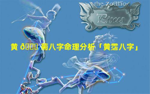 黄 🐋 菊八字命理分析「黄霑八字」